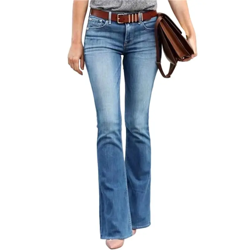 

Джинсы-клеш CYL для женщин, с завышенной талией, с эффектом утяжки живота, модные расклешенные джинсы, прямые джинсовые брюки