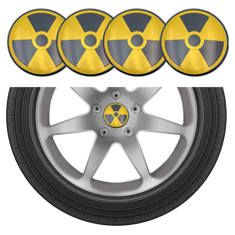 56MM Aluminium Car Styling Car Wheel Hub Center Cap Sticker Radioactive Warning Atomic Nuclear Radiation