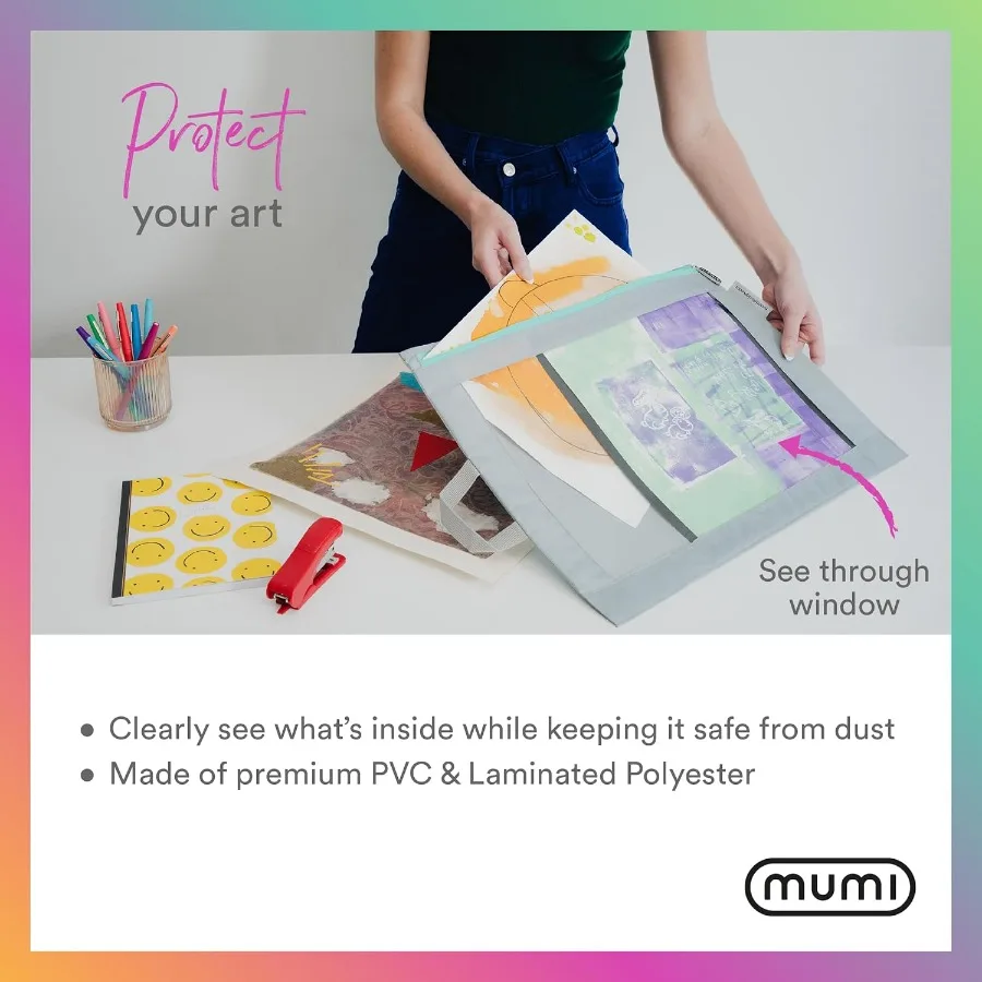 Organizador de proyectos grande de 19,5 x 14 para adultos, estuche de cartera de arte duradero con almacenamiento espacioso para carteles, álbum de recortes Scho