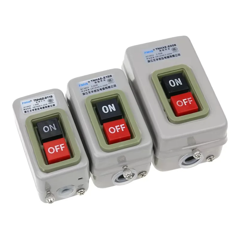 

Push Button Power Switch Three Phases Power Control Start Switch AC 380V 10A/15A/30A 3P 1.5/2.2/3.7KW TBSN-310 TBSN-315 TBSN-330