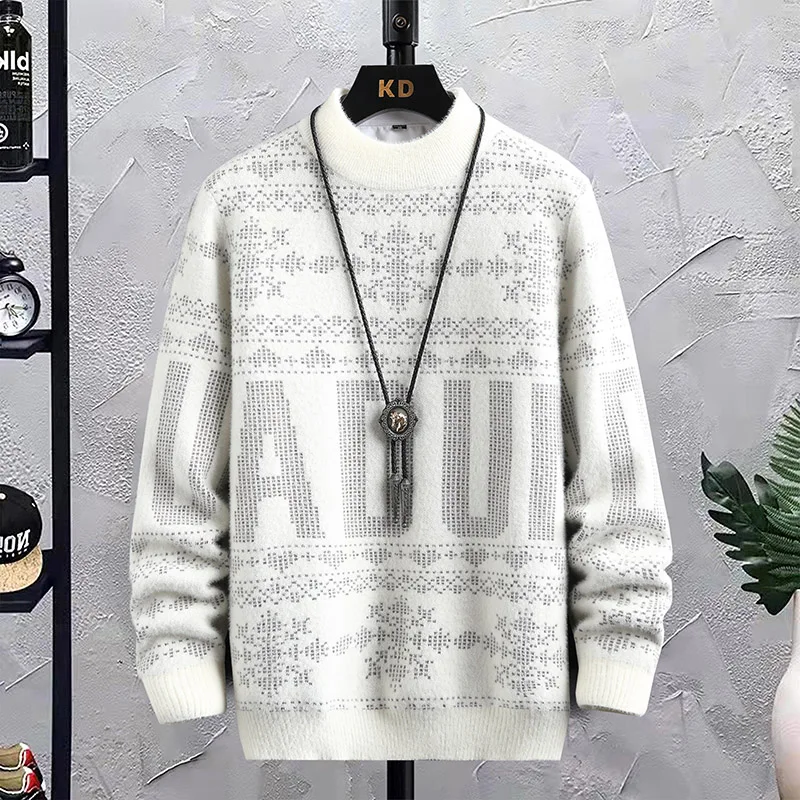 Men's Sweater New Autumn Winter Warm Print Hip Hop Sweater Men Streetwear Print Pullover Tops Harajuku Couple Sweater