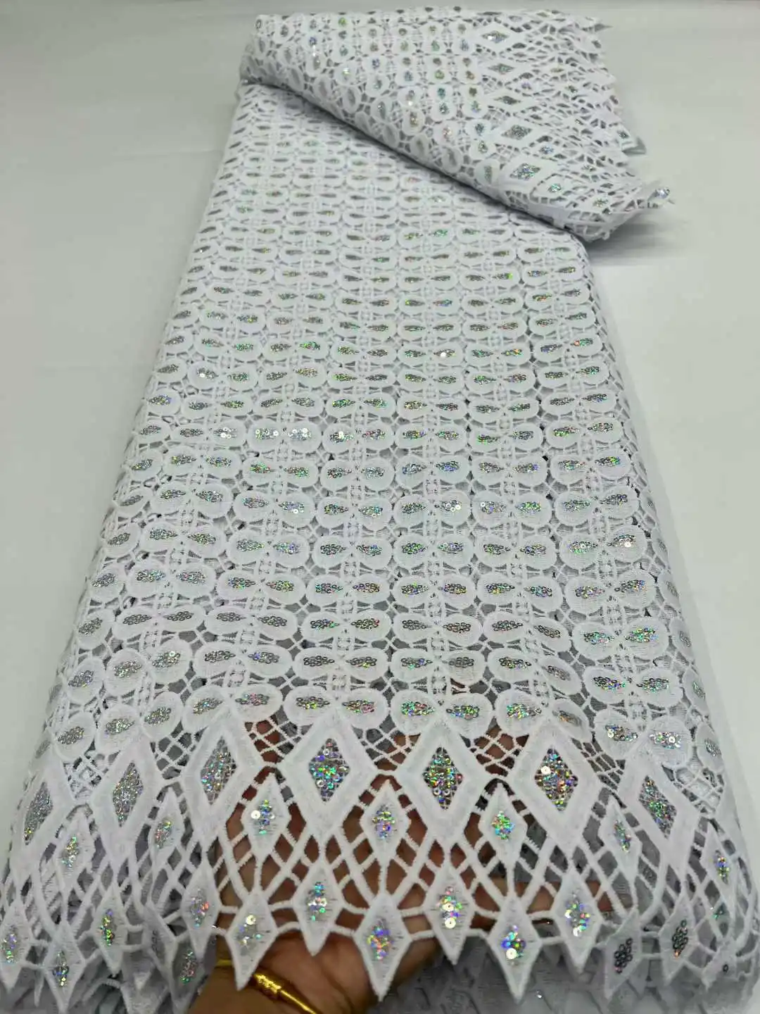 

Black Guipure African Lace Fabric 5 Yards for Wedding Dress 2023 High Quality Sequins Swiss Voile Milk Slik French Lace Sewing