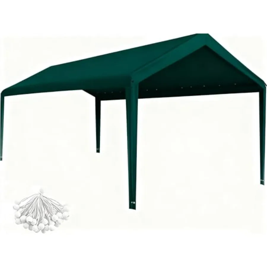 

Carport Replacement Canopy Cover for Tent Top Garage Shelter 10'x20' Green 800D Ox Waterproof UV Protection Cover with Ball Bun