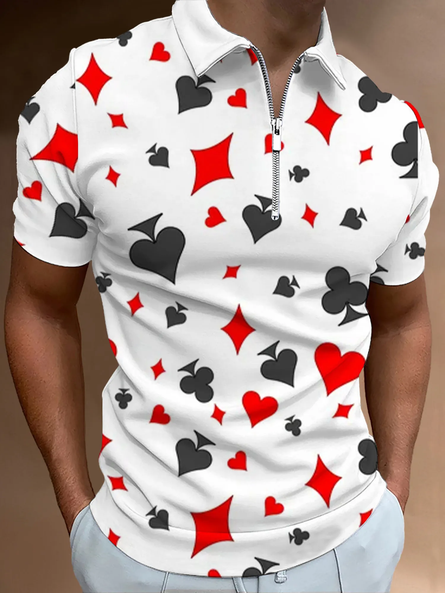 New Summer Popular Men's Printed Poker Lapel Short-Sleeved Colorful Polo Shirts Men's Clothing Casual Loose Sports Shirts Tops