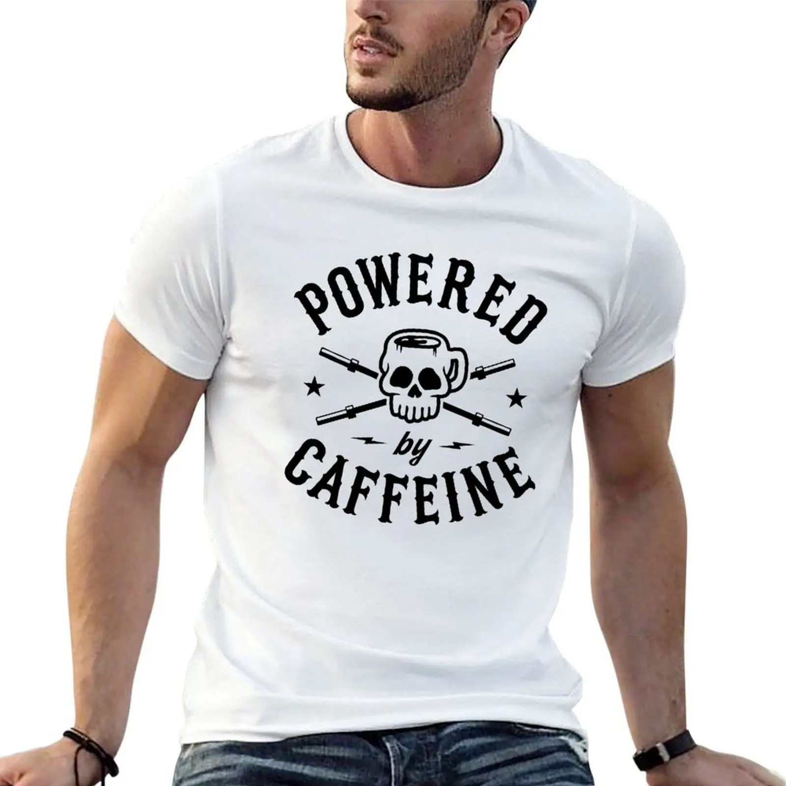 

shirt men cotton tees Powered t t shirts By cotton t man shirt man for Caffeine 100% T-Shirt graphic