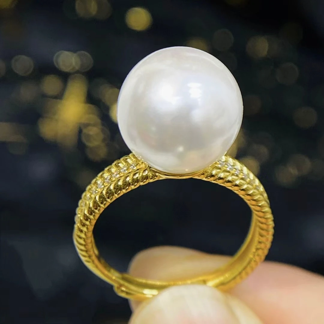 

925 Sterling Silver Adjustable Ring Mount Settings Findings Mountings Accessory Parts for 11-12mm Pearls 5pcs/lot