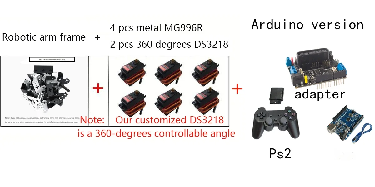 Splitter 6 dof Roboter Metall legierung mechanischer Arm Klaue mg996 für Arduino Roboter DIY Kit Lern roboter ps2 programmier barer Roboterarm – Detail 20
