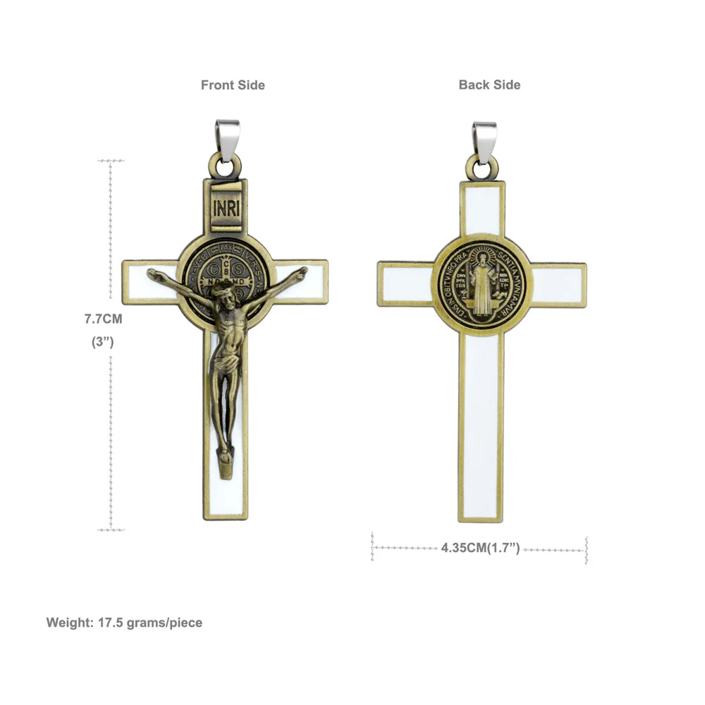 Kruzifix Saint Benedict Kreuz Halskette Anhänger Jesus Religiöse Geschenke für Frauen Männer Schmuck 2 Stück Bulk – Detail 5