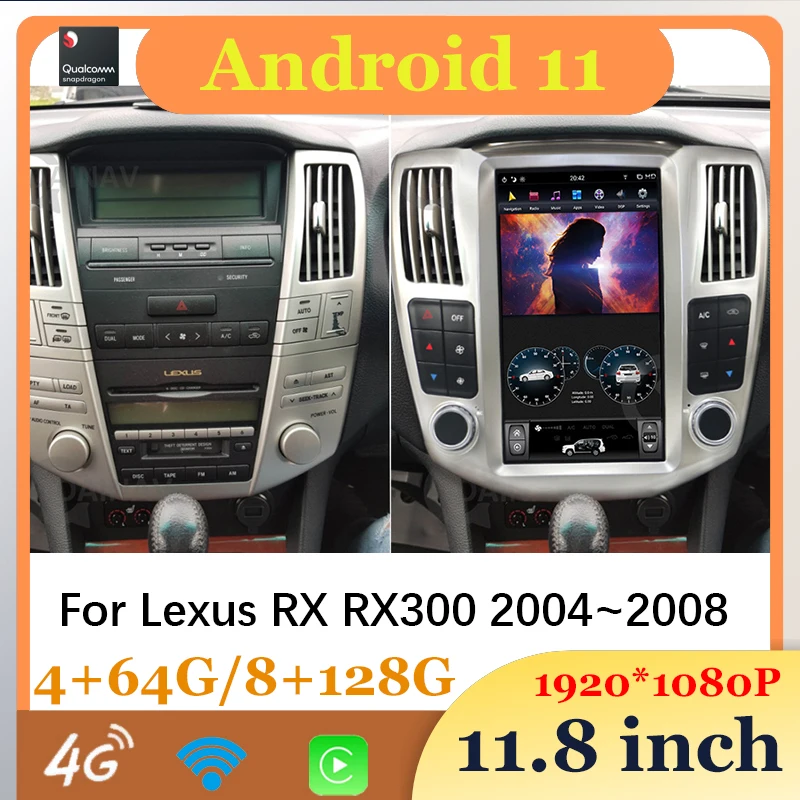 

Qualcomm Android Auto Car Radio Central Multimidia Video Player Wireless Carplay For Lexus RX RX300 2004 -2008 Blue-tooth Screen