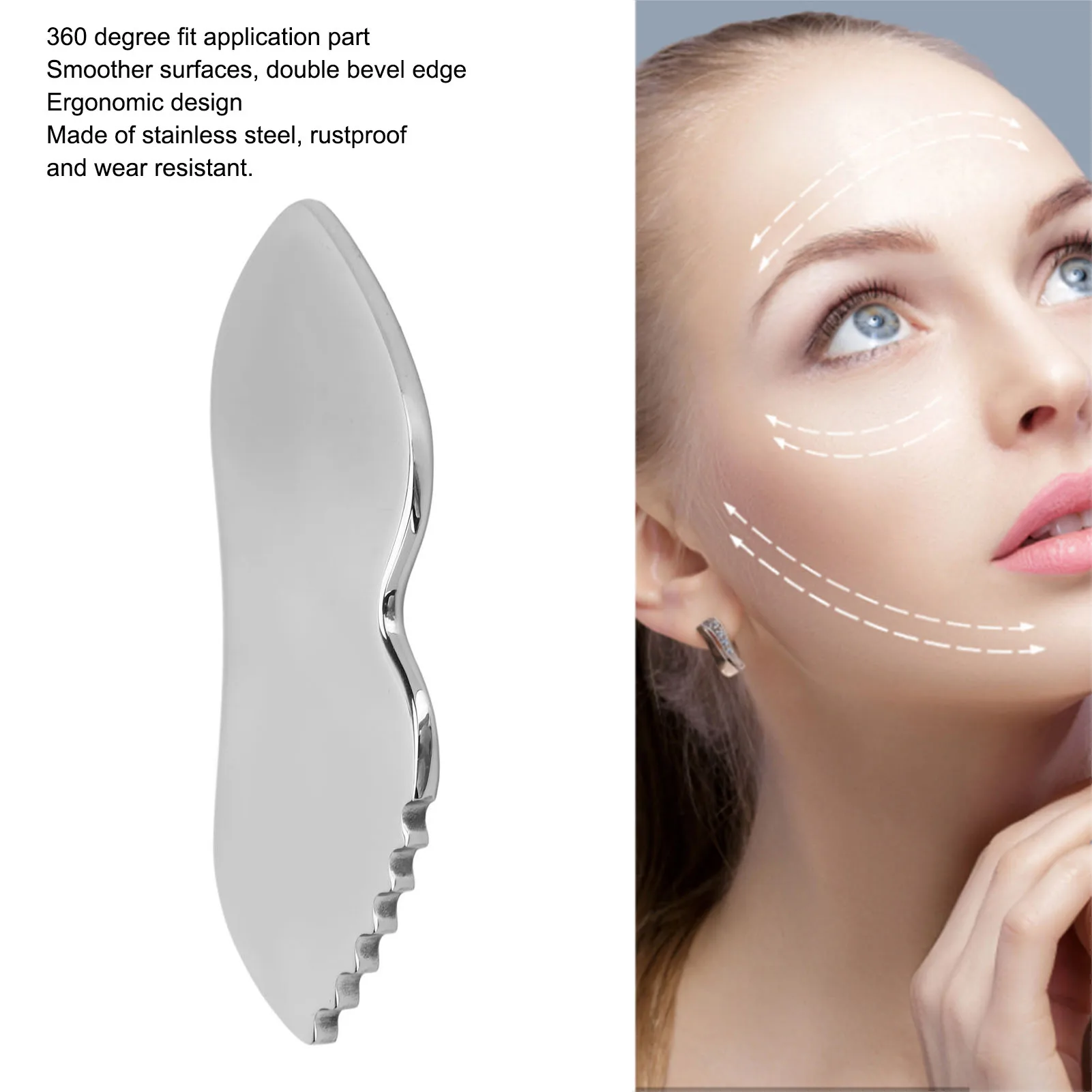 

Gua Sha Massage Board Comb Edge 304 Stainless Steel Smoother Surfaces Gua Sha Tool for Soft Tissue Pain Relief Body Care