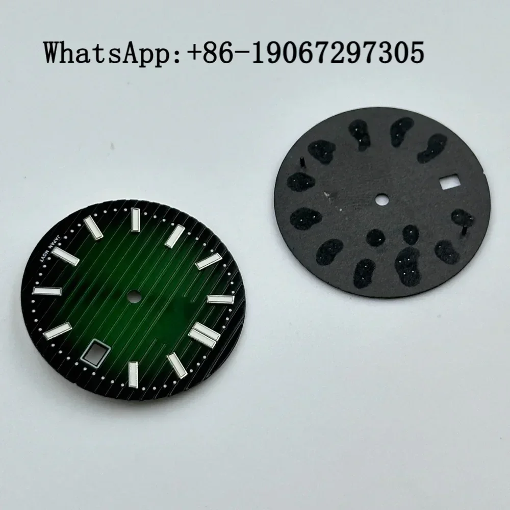 

Классический циферблат с текстурой линии Nautilus, подходит для NH35/36, автоматический механизм, зеленый люм, детали мода для дайвинга, корпус nh35