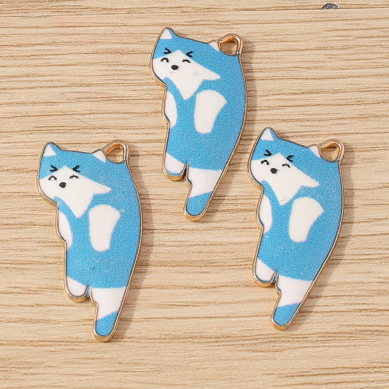 10 Stück 14x29mm Cartoon Tier Charms Emaille Katze Charms Anhänger für Schmuckherstellung Halsketten Ohrringe Armbänder DIY Handwerk Versorgung – Detail 4