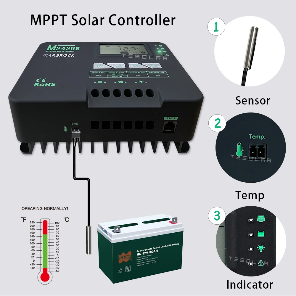 50A MPPT Solar Charge Controller 12V 24V 36V 48V sealed and Lithium battery Bluetooth APP monitor negative grounded max 3.2KW