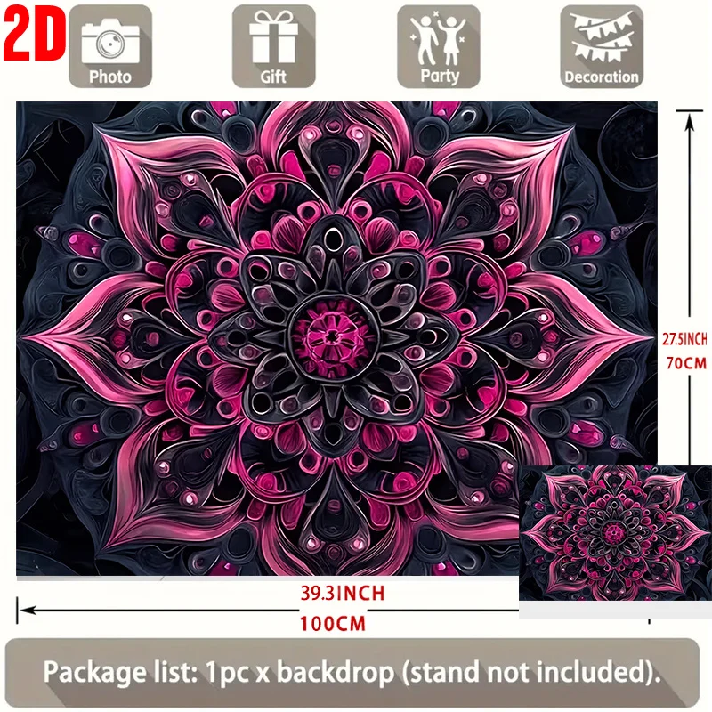 Bohemian Mandala Floral Tapestry Wall Hanging Pink Psychedelic Boho Art Decoration for Party Home Decor Festival Background