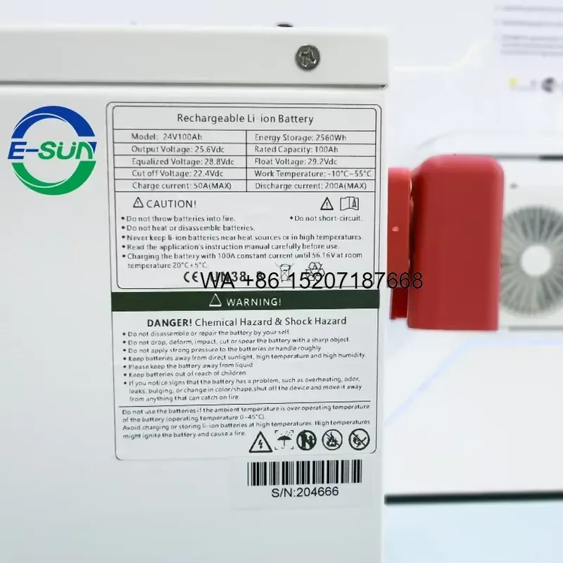 Wmwmnu for E-Sun 24V 100Ah LiFePO4 Lithium Battery Pack 2.5kWh High Cycle Life for Solar Energy Storage Cabin Inverter System