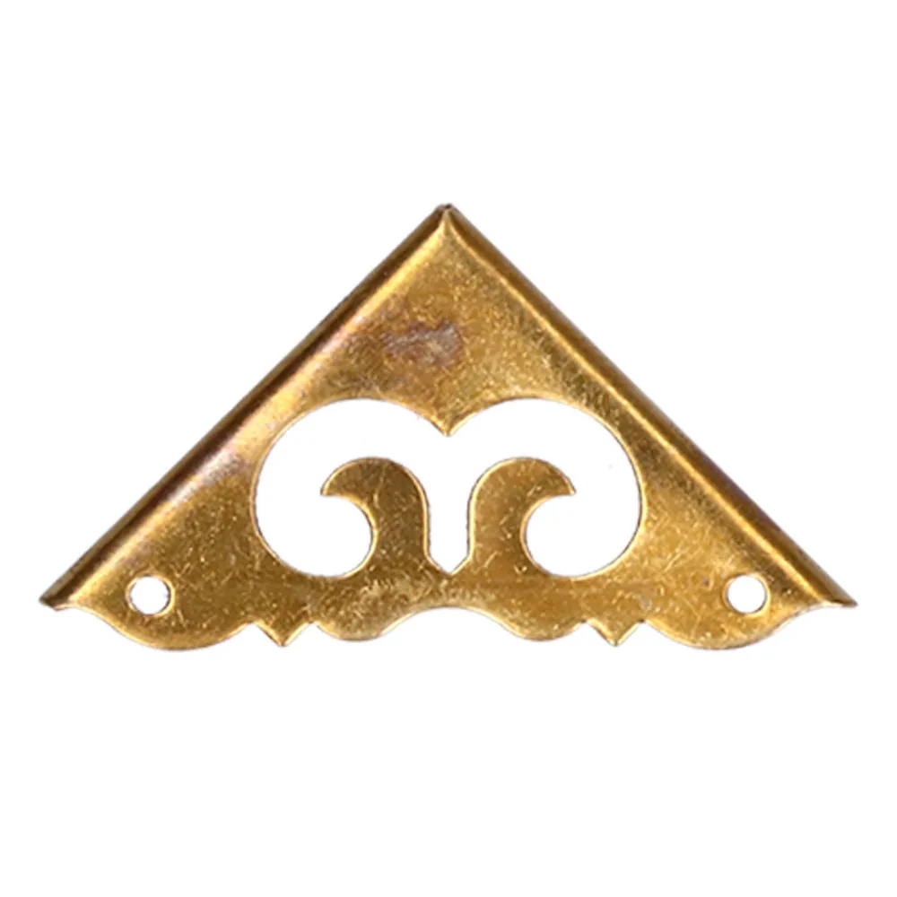 8pcs Vintage Brass Box Corner Protector Hollowed Out 1.2in Short Side Corner Guard Table Corner Guard Cabinet