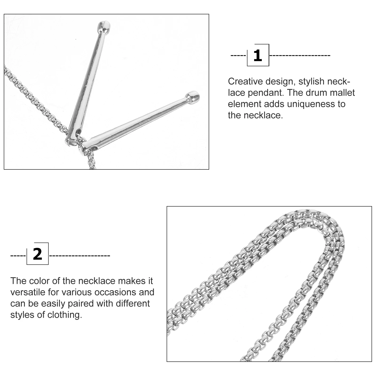 

Drum Necklace Drumstick Women Drumsticks Drummer Musical Instruments Pendant Man