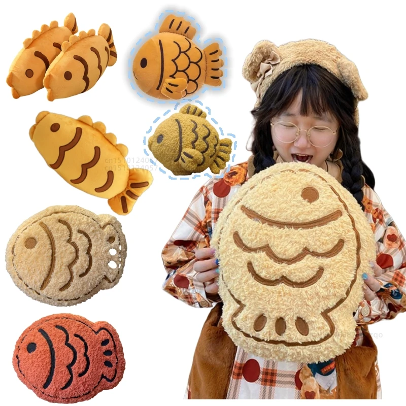 Cartoon  Lifelike Taiyaki Yellow Snapper Fish Plush Pillow Stuffed  Animal Cushion Throw Pillow Sofa Chair Decor Birthday Gifts