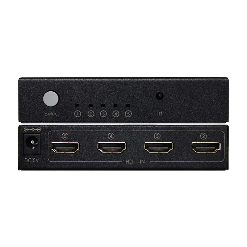 AMS-H5S1(MINI) Video Switch 5 in 1 Out Switcher Box 4k Selector Box Support 1080p IR Remote Control For Switcher