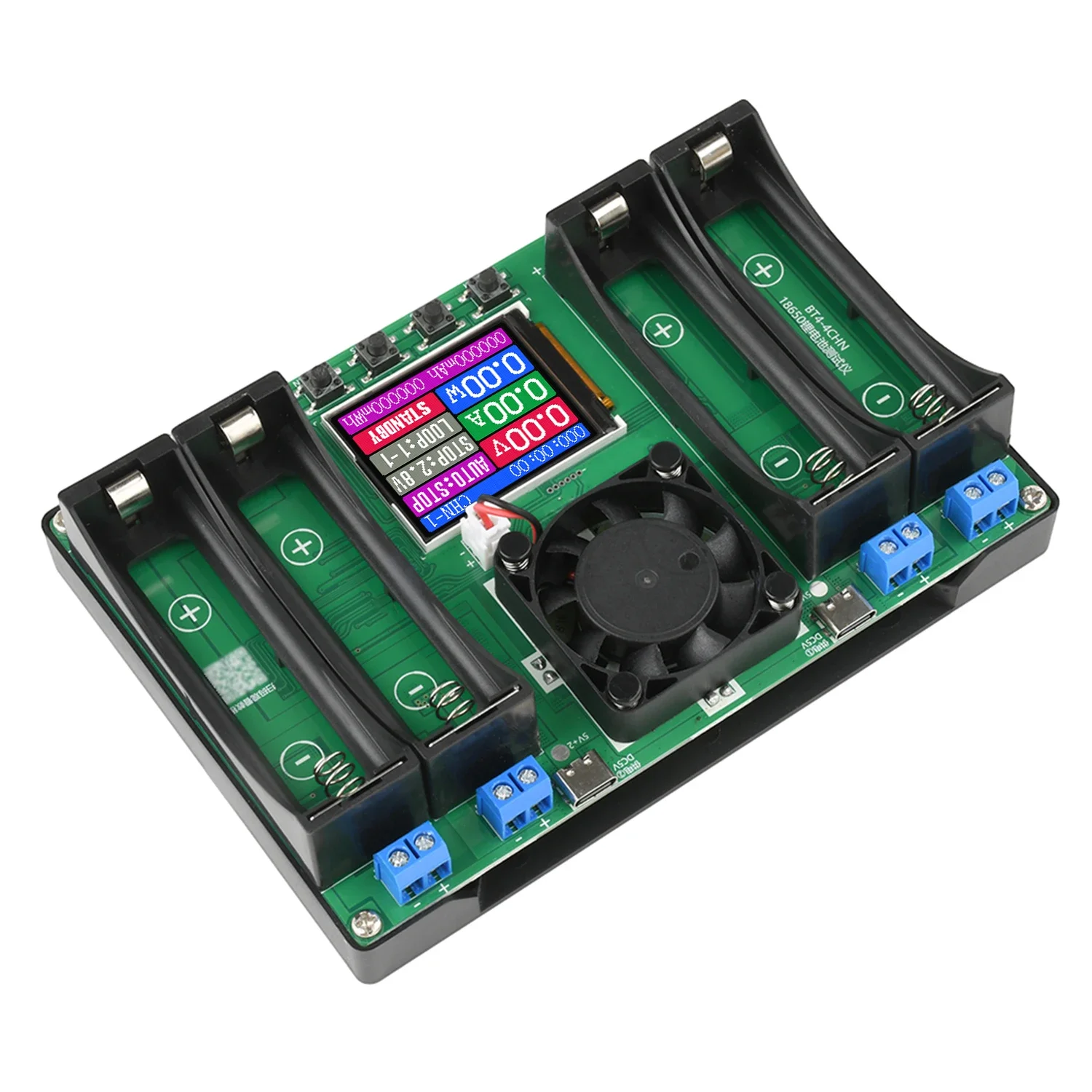 Typ-C 4-Kanal-Batteriekapazitätstester mit LCD-Anzeige, mAh, digitales Lithium-Batterie-Detektionsmodul für Batterietests 18650/21700 – Detail 1