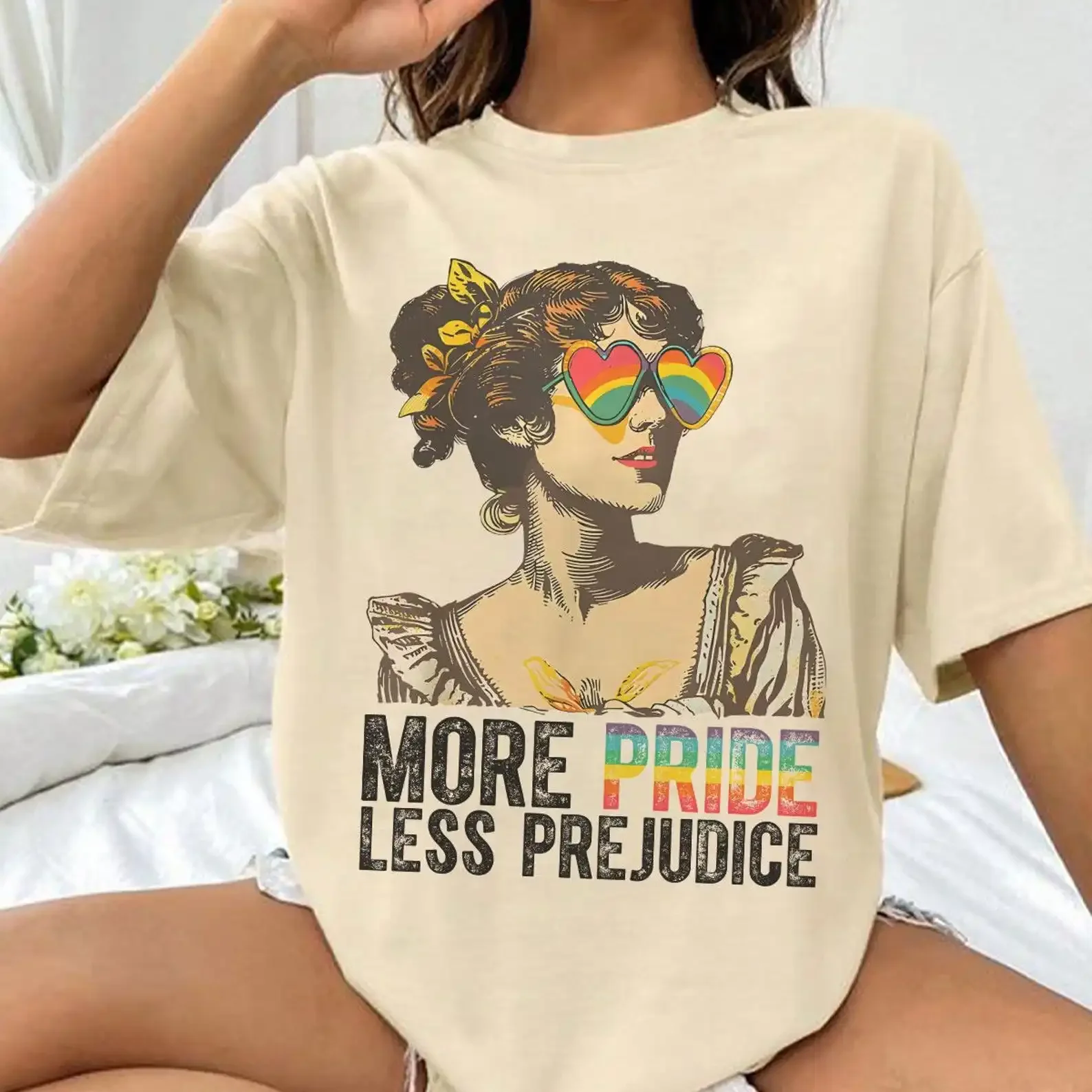 

Рубашка More Pride Less Prejudice, летняя мужская и женская футболка с коротким рукавом и принтом периферийных устройств, люксовый бренд
