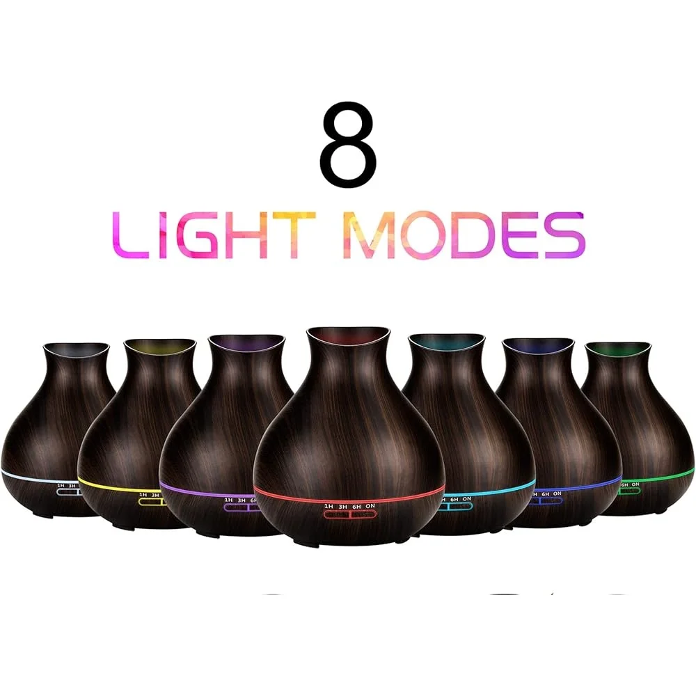 موزع روائح الزيوت العطرية العلاجية 550 مل مرطبات إيقاف تلقائي رذاذ بارد 7 ألوان LED إعداد مؤقت غرفة كبيرة للمنزل