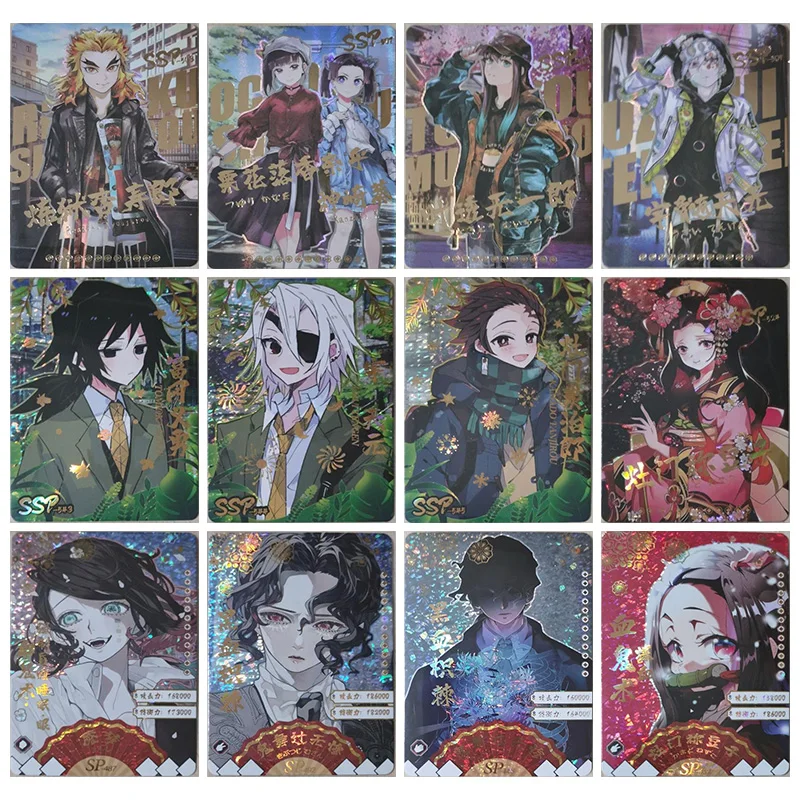 Anime Demon Slayer Kawaii SP SSP Flash Card Nezuko Himejima gyumei Tomioka Giyuu Toys for boys Collection Card regalo di compleanno