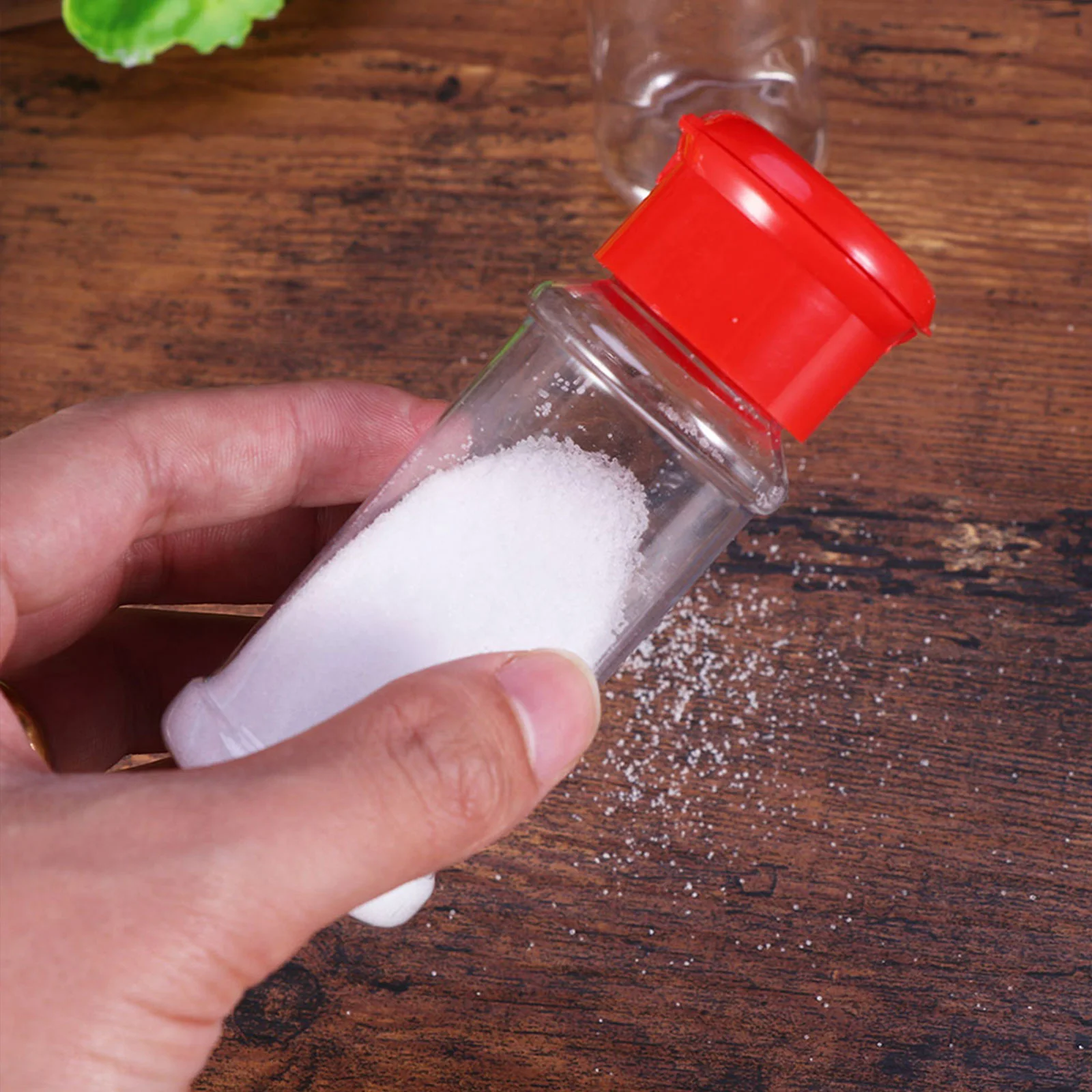 10 Uds. Maceta de plástico para especias, botellas para condimentos, pimentero, tarro de sal, lata para condimentos para barbacoa, cocina, color rojo