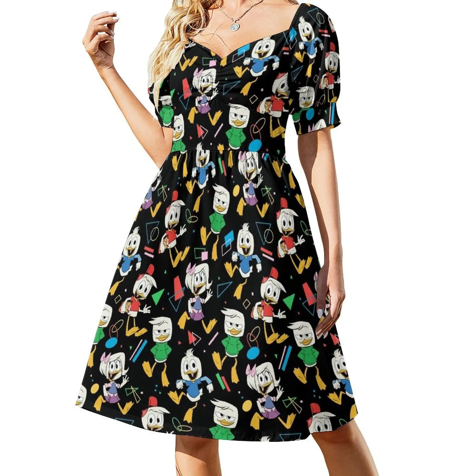 

80s Ducks Short Sleeved Dress Womens dresses Evening dresses fairy dress birthday dress for women luxury 2025