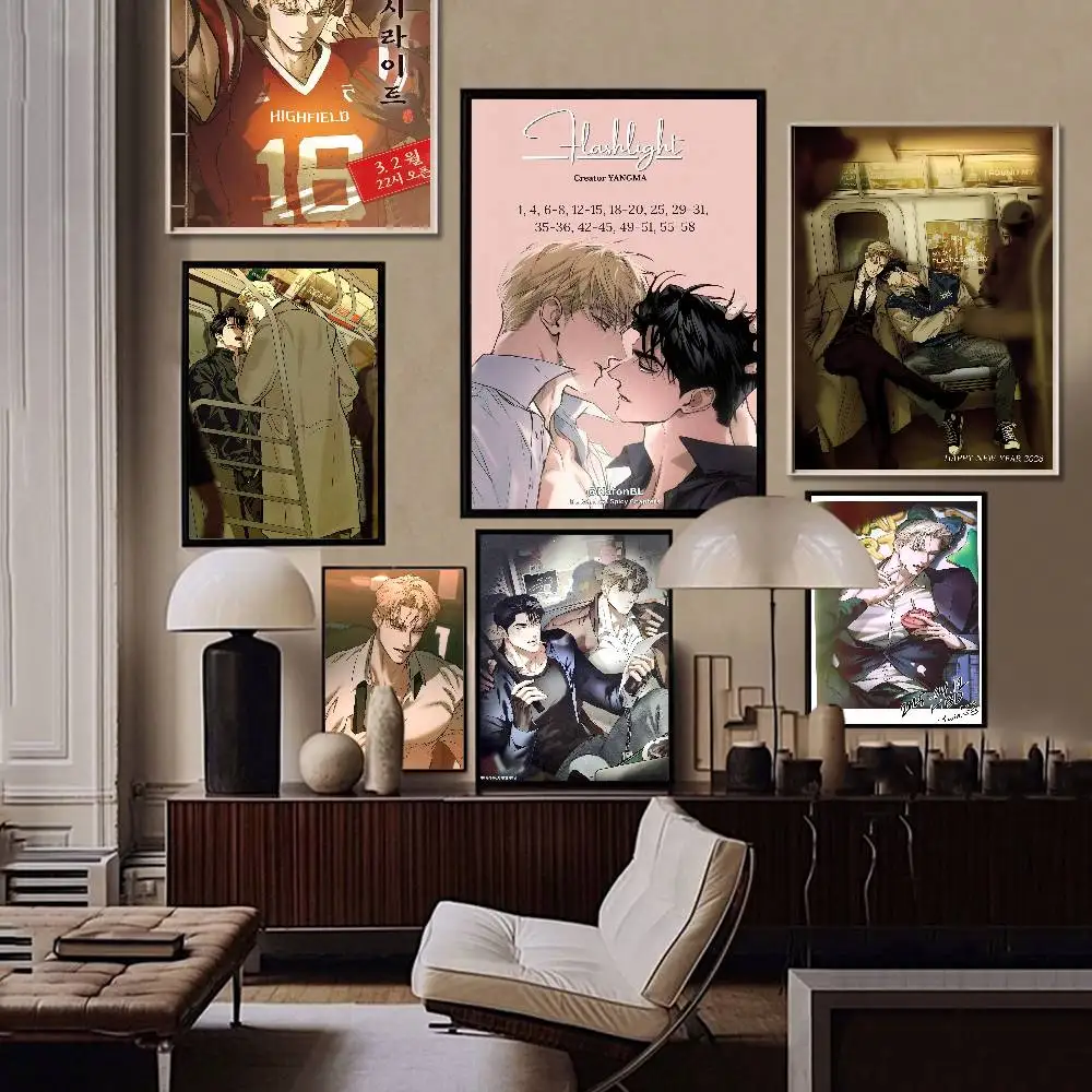 Flashlight Bl Anime Self-adhesive Art Poster Whitepaper Prints Posters Artwork Aesthetic Art Wall Painting