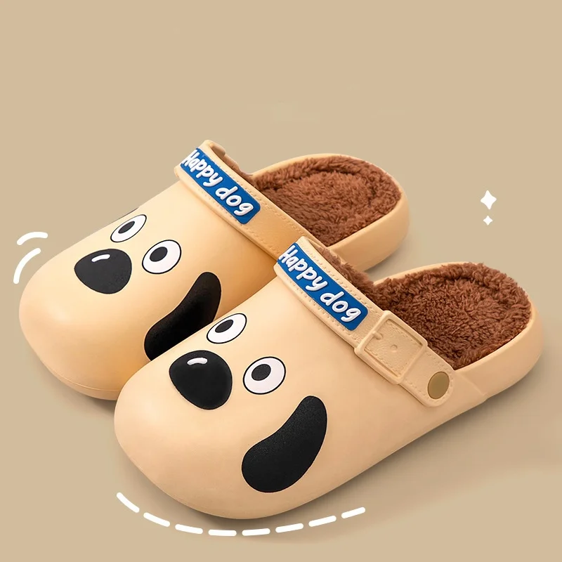 ﻿ Plush Fur Clogs Slippers For Women Men Winter Soft Furry Slippers Waterproof Garden Shoes Multi-Use Indoor Home Shoes