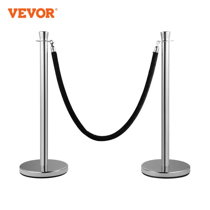 VEVOR 2 Pcs / 6 Pcs Set Velvet Rope Crowd Control Stanchion Queue Posts Stand Rope Barrier with Stable Base for Banks Airports