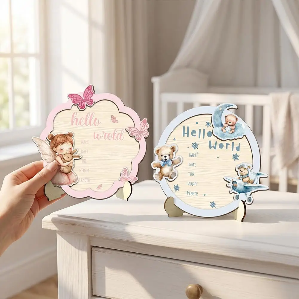 2pc 5mm White Double-layer Wooden Picture Frame, Wooden Plaque, Wooden Decorative Item, Welcome Sign Announcement Board