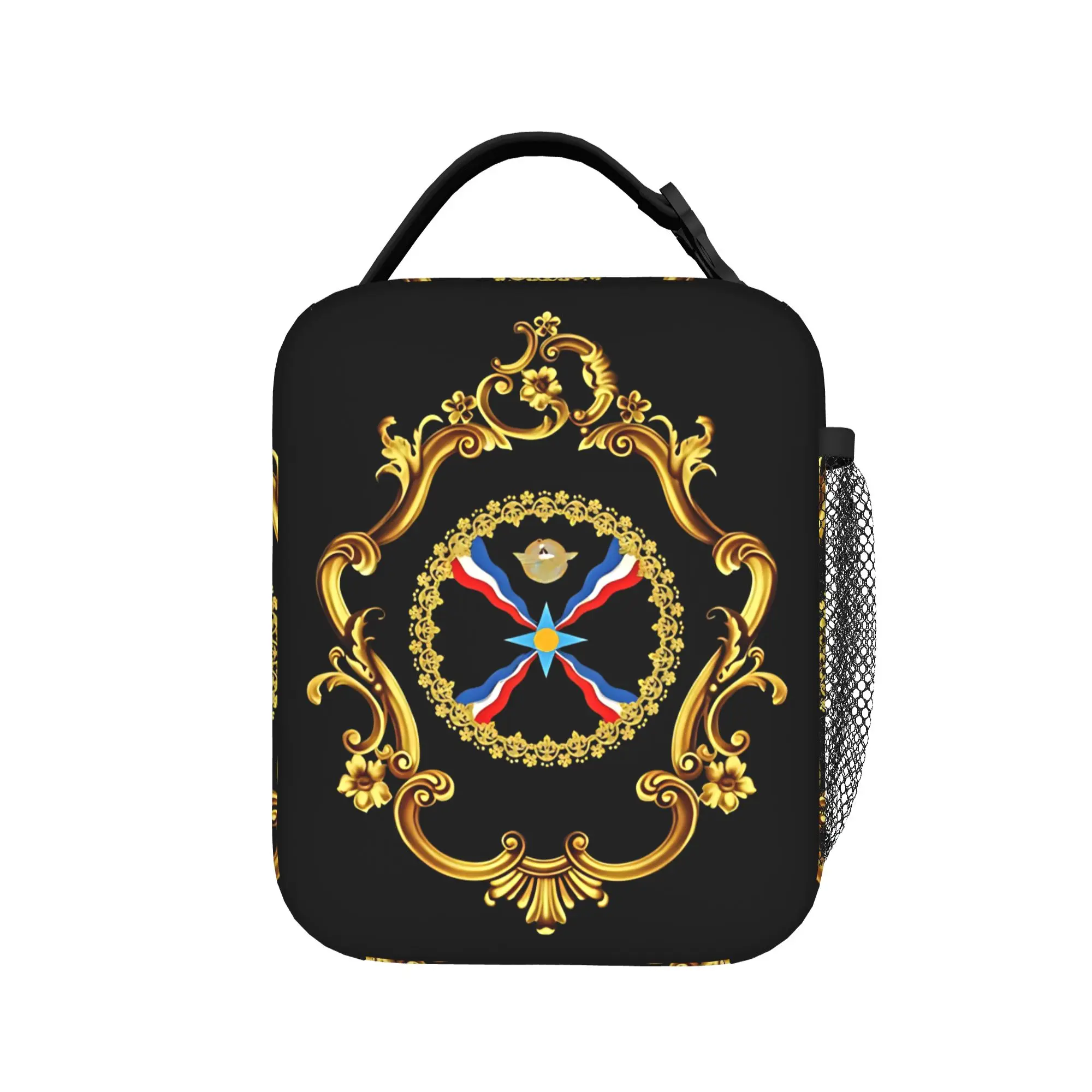 Assyrian Flag  Lunch Bag  Portable Insulated Lunch Box Child Office Print Cooler Bag Leisure Waterproof Thermal Tote Handbags