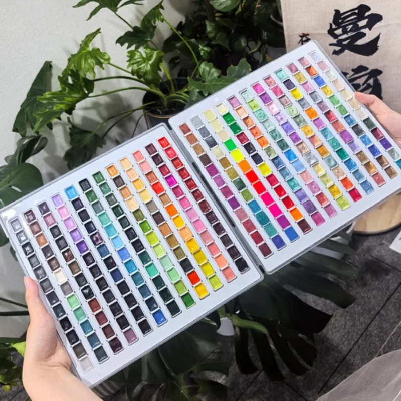 288 Color Pearlescent/fluorescent Series Solid Watercolor Paint Artist Grade Art Supplies Outdoor Sketching Painting Water Color