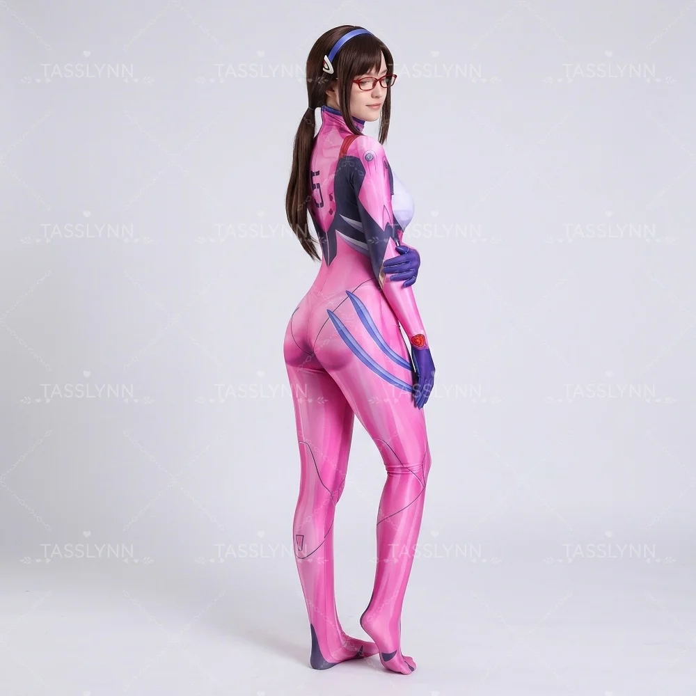 Mari Makinami Cosplay Zentai Full Bodysuit 3D Print Integrated Gloves Ayanami Rei Costume For Comic Con Studio Shooting view 5