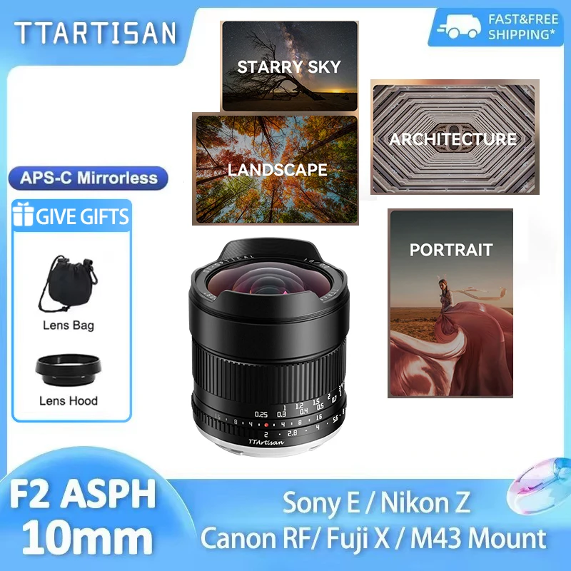 TTArtisan 10mm F2 APS-C 105 °   Lente Prime Ultra Gran Angular Starry Sky para Sony ZV-E10 A7III A6700 Nikon Z Fujifilm X Canon R50 M43