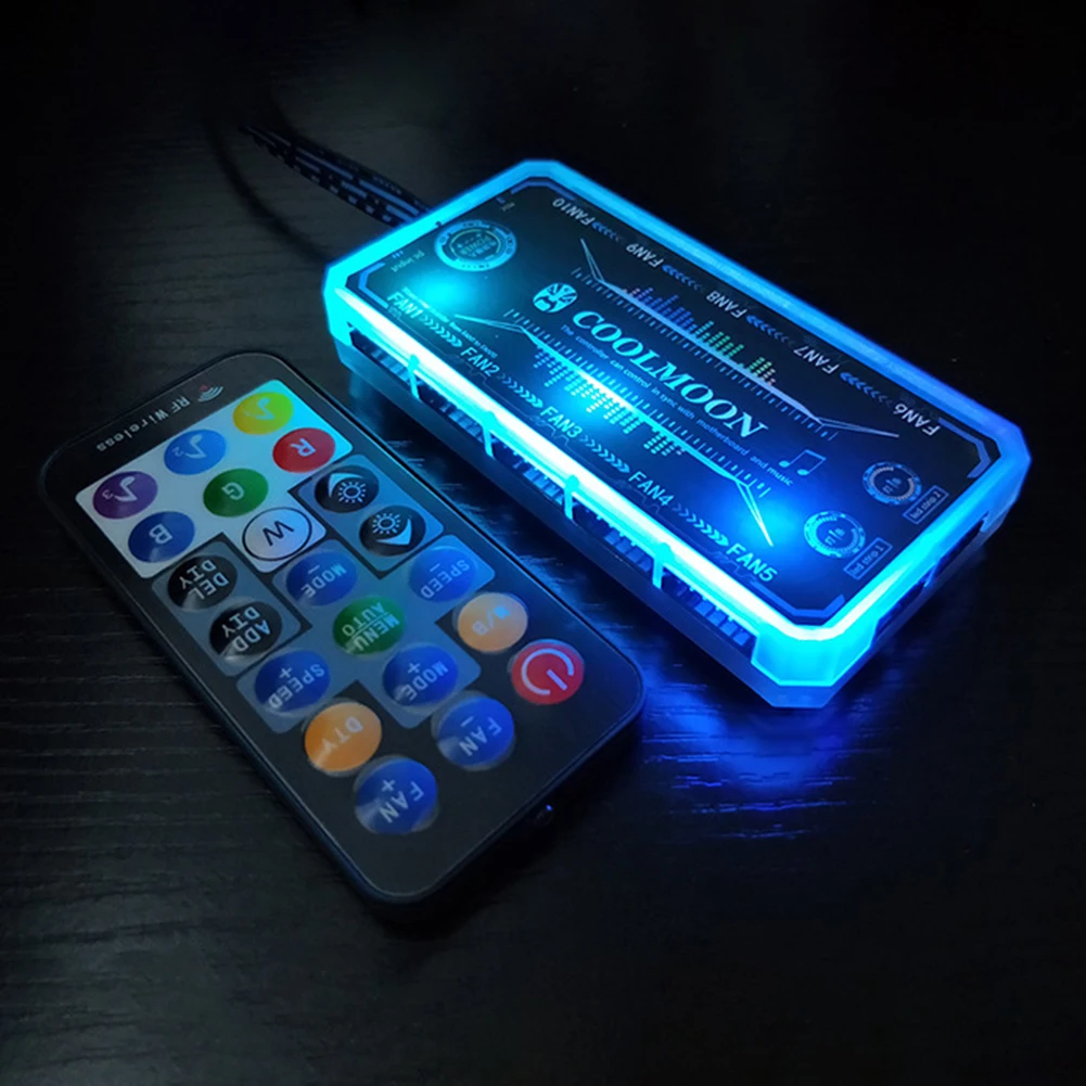 

Контроллер вентилятора RGB, 12 см, корпус для компьютера с дистанционным управлением, 12 В, охлаждающий корпус для ПК, вентилятор, компьютерная система водяного охлаждения, водяной блок