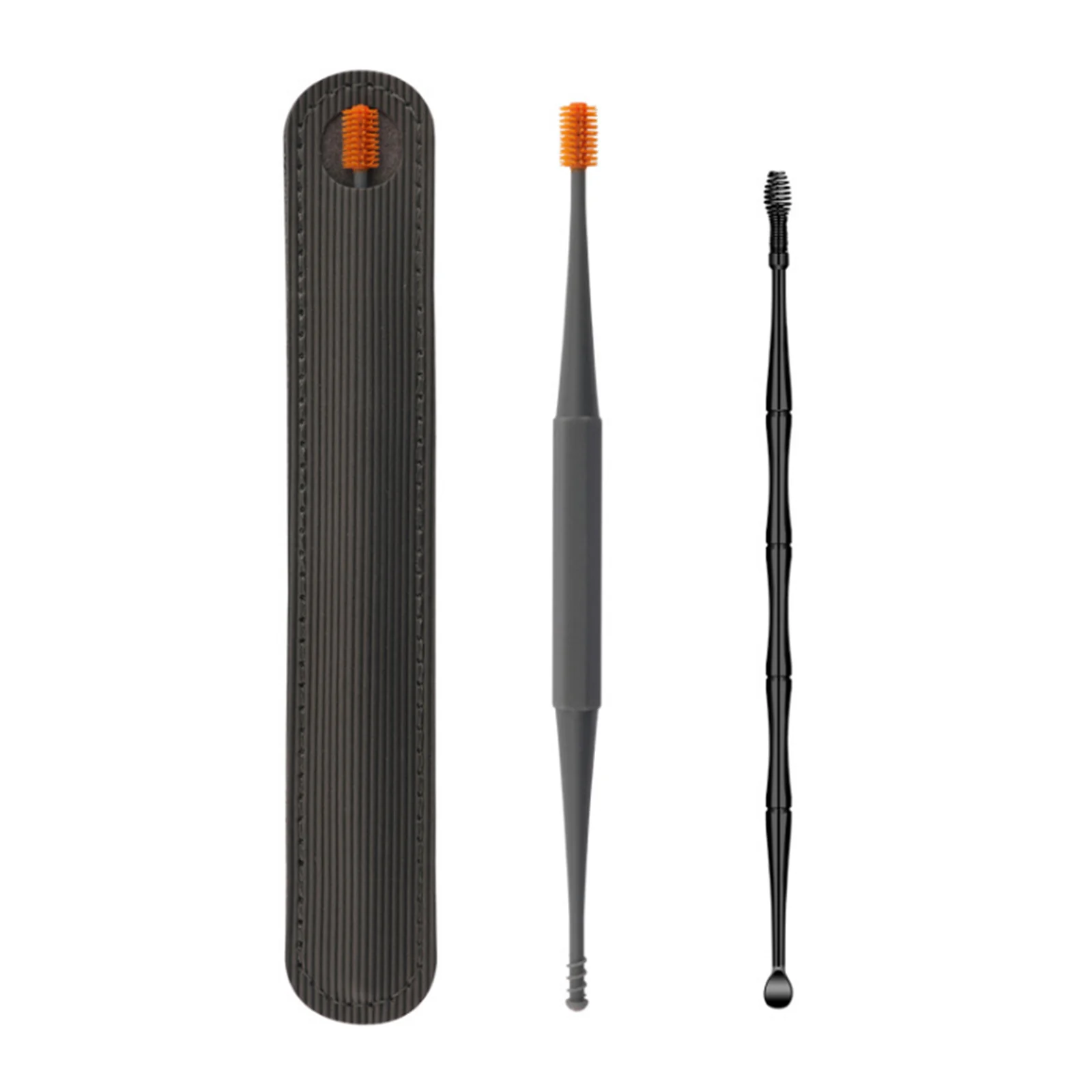 2PCS Soft Silicone Ear Pick Double Head Ear Cleaner 360° Spiral Swab Ear Wax  Removal Tool Earpick Remover with Leather Bag