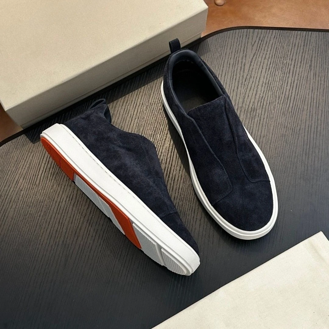 

2025 Men's New Suede Casual Shoes Slip-On Lightweight Comfortable Low-Top Sneakers Minimalist Stylish Trendy Daily Footwear