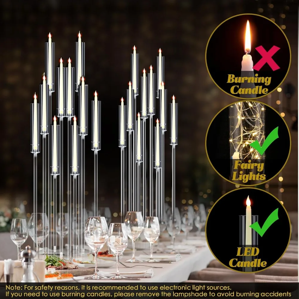 Imagem -05 - Clear Acrílico Tall Candle Holder para Mesa Wedding Centerpiece 10 Braço Piso Candelabros 464 Pcs