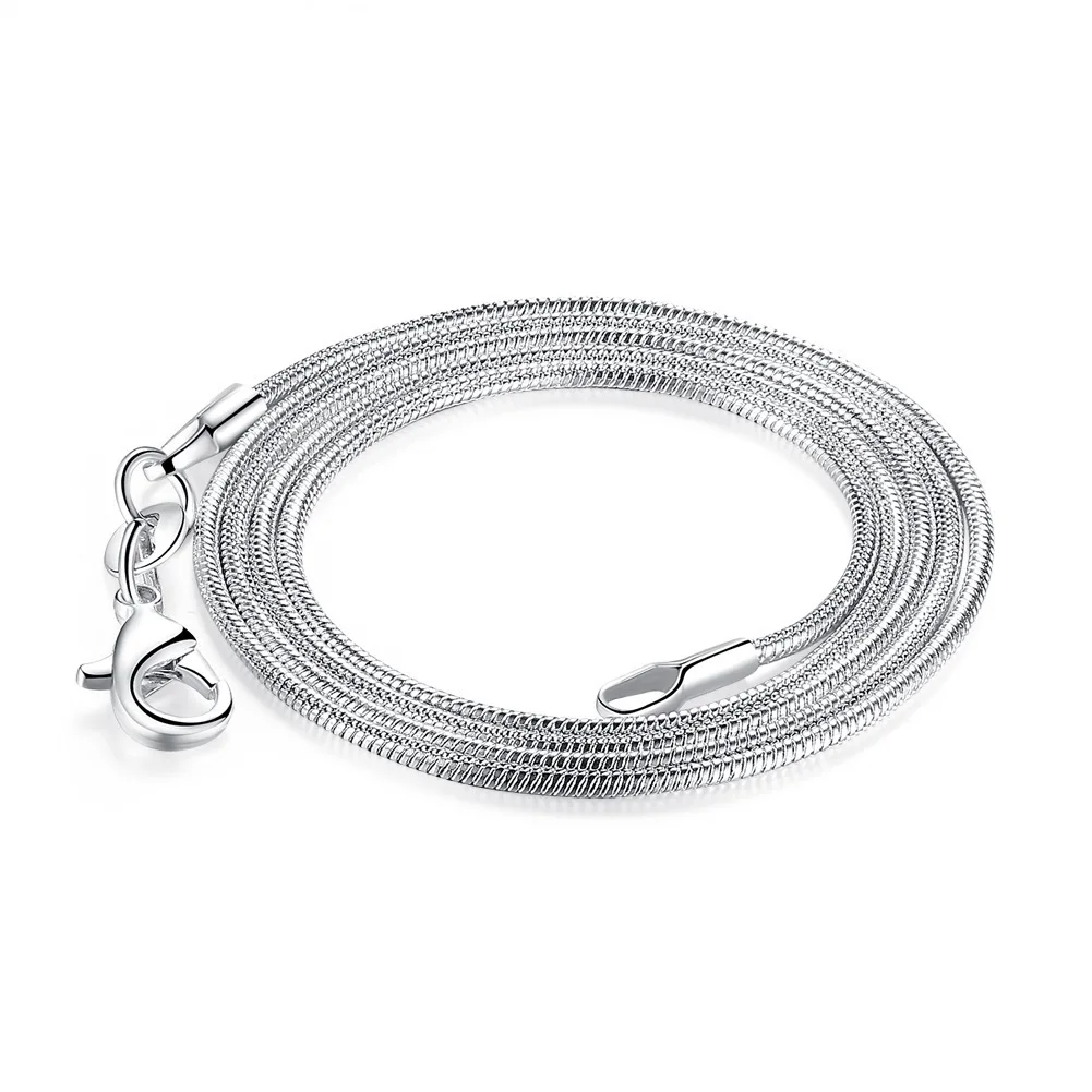 

1 PCS 925 Sterling Silver 16/18/20/22/24/26/28/30 Inch 1mm Snake Chain Neck For Woman Man Fashion Jewelry Wholesale