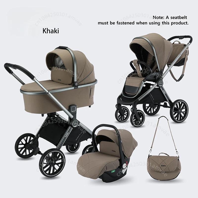 Poussette 3 en 1 avec siège auto pour bébé, poussette bidirectionnelle, légère, vue haute, régime, nouveau-né