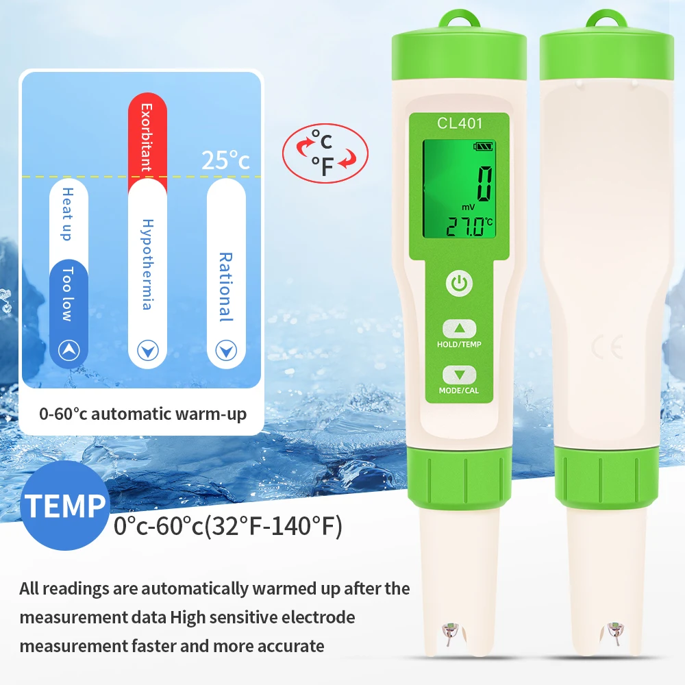 5-in-1-Chlormessgerät PH-Messgerät ORP H2 Temp Cl2 Detektor Wasserqualitätsmonitor Testwerkzeug Filter für Schwimmbad SPA Wasser – Detail 22