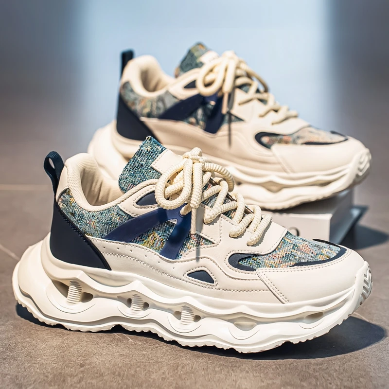 

Модная и удобная обувь на нескользящей резиновой подошве, осень 2023, новая мужская повседневная обувь, уличная дышащая мужская обувь на толстой подошве