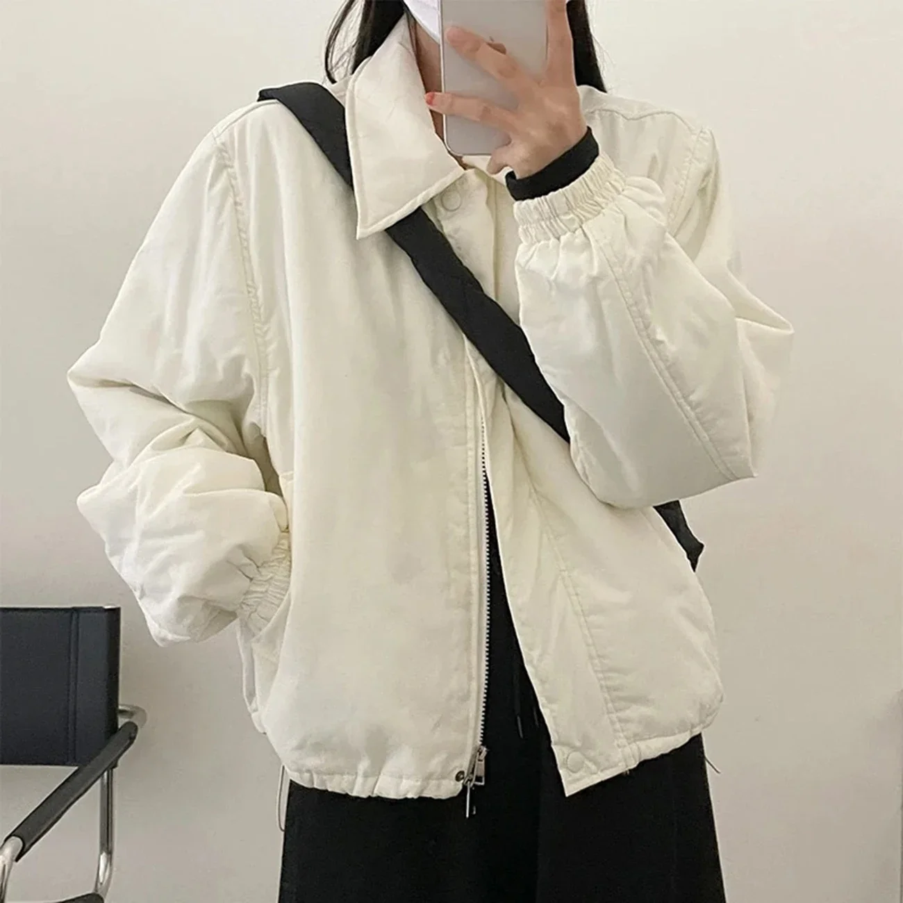 AI.Fashion Autumn Winter Solid Cotton Jackets Women Minimalist Coats Women Elegant Casual Loose Puffer Jackets Female Ladies