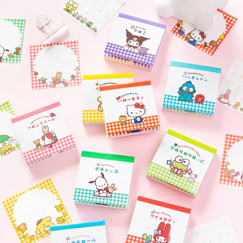 

30pcs/lot Sanrio Kitty Keroppi Hangyodon Memo Pad Cute Pochacco N Times Stationery Label Notepad Bookmark Post School Supplies