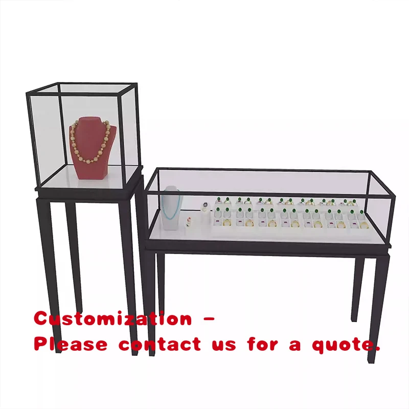 custom.Custom Modern Floor Standing Jewelry Store Counter Luxury Glass Display Showcase LED Light Durable Stainless