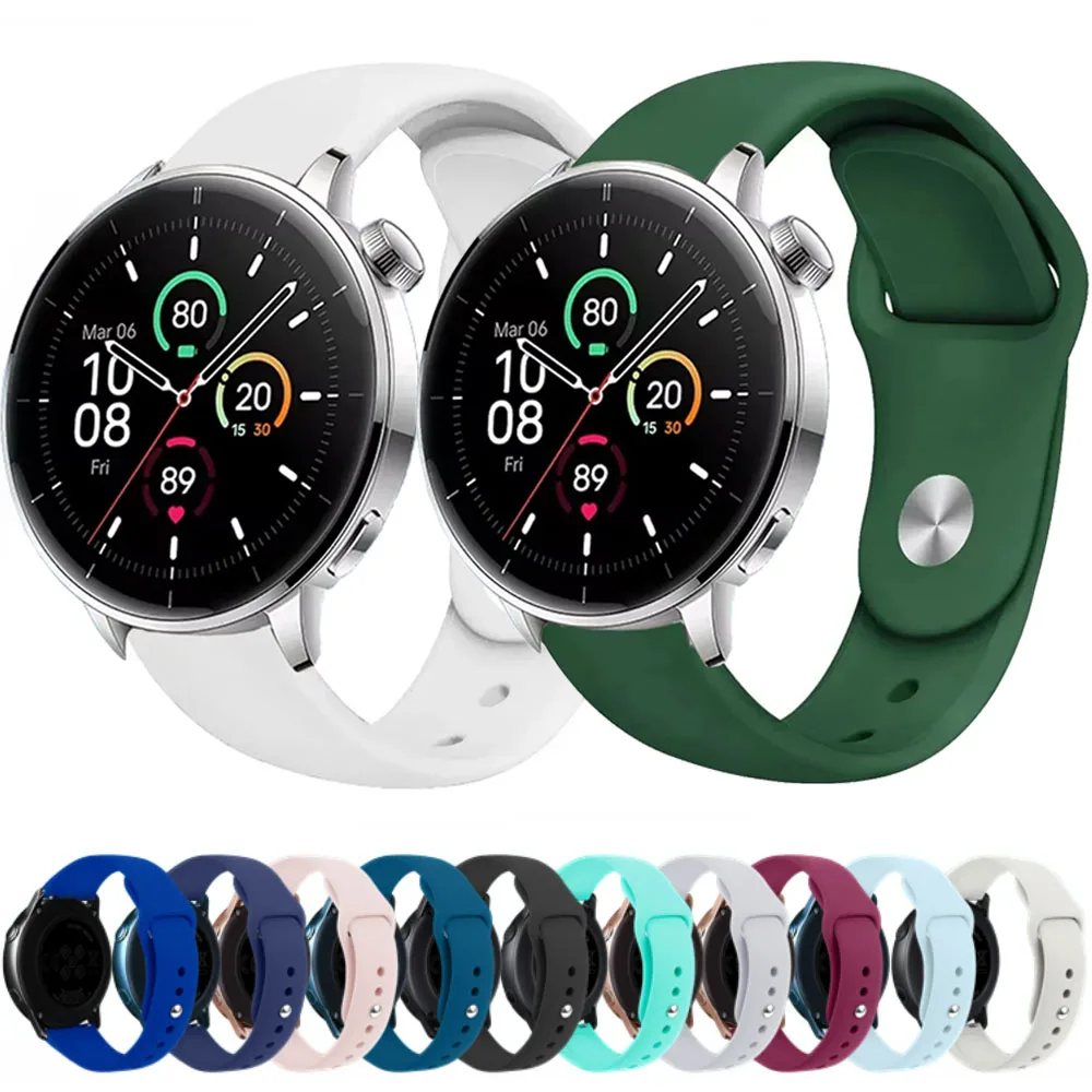 18mm 20mm 22mm Silicone Strap for Oneplus Watch 3 46mm 43mm/Lite/2/2R Sport Wristband for OPPO Watch S/X2 mini/Huawei GT6/5 Band