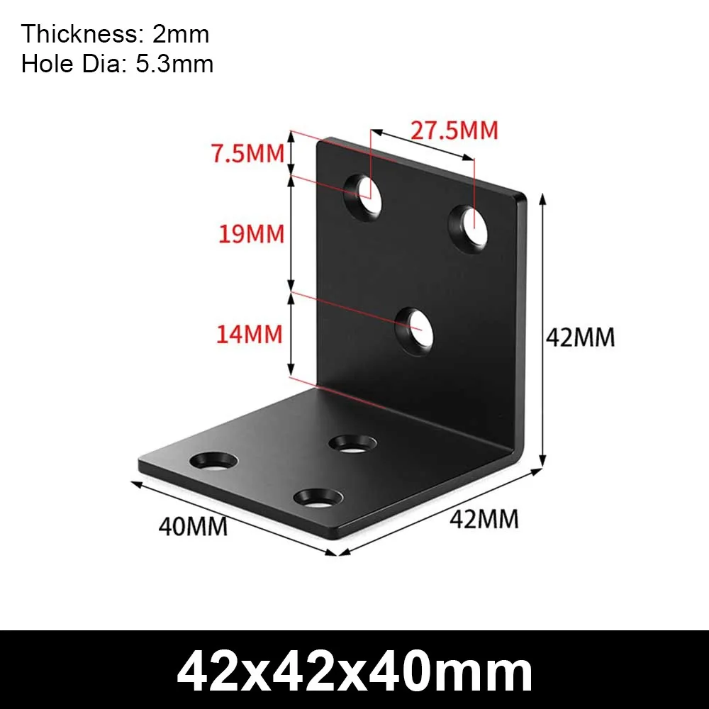 1Pcs Durable 90 Degree Angle Bracket L-shaped Holes Fixed Corner Stand Stainless Steel Mending Plate Furniture Hardware